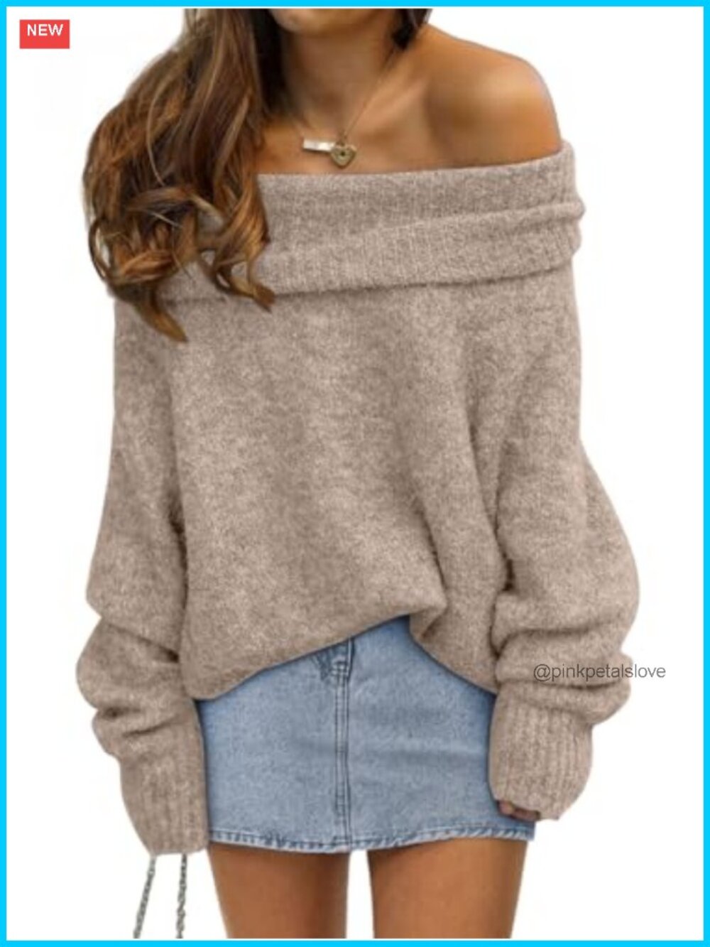 Off Shoulder Oversized Pullover Sweater Batwing Long Sleeve